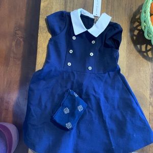 Janie and Jack brand new dress with tags on. Never worn. Tights also never worn.